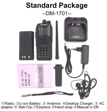 BAOFENG DM-1701 DMR Tier II VHF/UHF Радиостанция двусторонней связи OpenGD77 + USB-КАБЕЛЬ