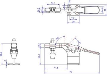 Зажим Зажим Быстроразъемный зажим 225D 227 кг 70 мм