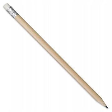 100x ДЕРЕВЯННЫЙ КАРАНДАШ, КРУГЛЫЙ, ЗАТОЧЕННЫЙ С ластиком HB KOSICE ECRU