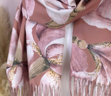 PIĘKNY CIEPŁY DUŻY SZAL damski JESIENNE KWIATY szalik chusta modny - KOLORY