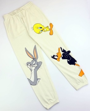 Spodnie damskie dresowe Looney Tunes Zwariowane Melodie r. M kieszenie BUGS