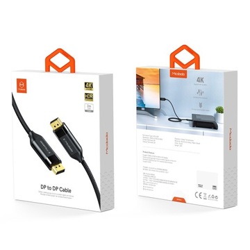 MCDODO KABEL PRZEWÓD DISPLAY PORT 1.4 DP DP 4K 165HZ DO MONITORA HDR 3D 2M