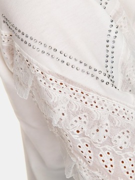 Cudowna modna wygodna BLUZA z koronką biała 2XL