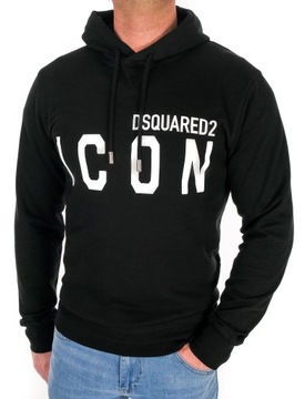 BLUZA DSQUARED2 DSQ2 ICON MĘSKA LUKSUSOWA CZARNA Z KAPTUREM M