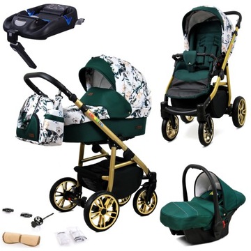 RAF-POL WÓZEK COLORLUX 4w1 ECO SKÓRA + BAZA ISOFIX