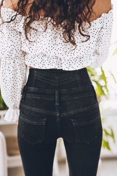 Czarne dopasowane jeansy spodnie damskie rurki XXL