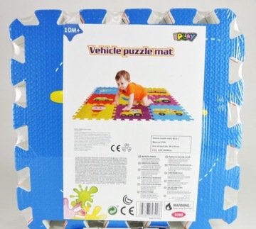 MATA piankowa PUZZLE 9 EL. POJAZDY 30x30cm