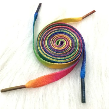 1Pair Colorful Shoelaces Rainbow Gradient Flat Shoe laces For Canvas