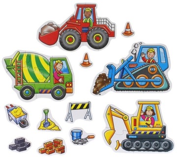 Puzzle Edukacyjne Pojazdy Budowlane Koparka Ładowarka Betoniarka 32 el.