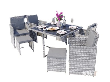 VEGAS MEBLE OGRODOWE POLYRATTAN 9 el. SZARY