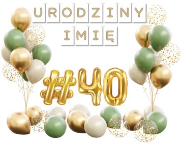 Zestaw Dekoracji Balony na # 40 Urodziny Imię