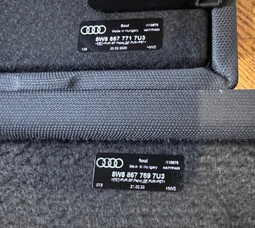 2023 AUDI A5 II F5 8W8 2016-2024 POLIČKA KUFRU ČERNÁ KOMPLETNÍ ORIGINÁLNÍ