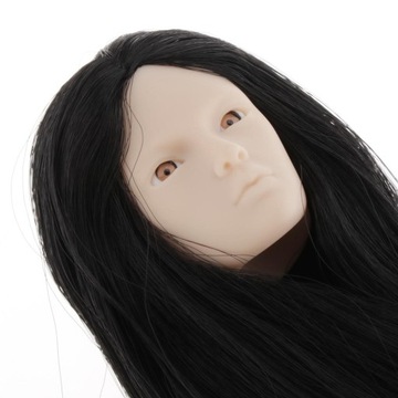 Масштаб 1:6, женская голова куклы, лепка черных волос для