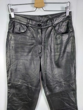Skórzane spodnie z podszewką motocyklowe pas 75 cm