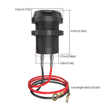 Gniazdo ładowarki USB PD typ C + gniazdo zasilania QC 3.0
