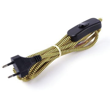KABEL ZASILAJĄCY W OPLOCIE Z WŁĄCZNIKIEM 230V 2x0,