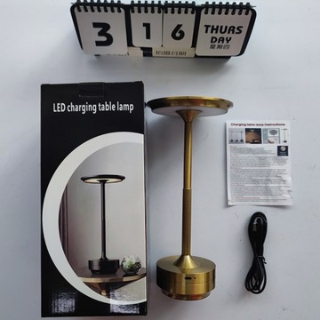 БЕСПРОВОДНАЯ СВЕТОДИОДНАЯ СЕНСОРНАЯ НАСТОЛЬНАЯ ЛАМПА, ДИММИРУЕМАЯ, ЗОЛОТО