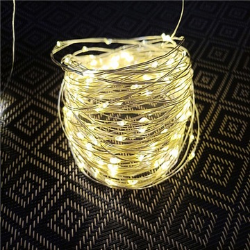 100LED АККУМУЛЯТОРНЫЕ ПРОВОДНЫЕ ЛАМПЫ - ТЁПЛЫЙ БЕЛЫЙ 10м