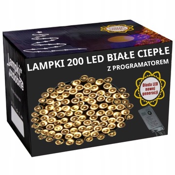 LAMPKI CHOINKOWE 200LED BIAŁE CEPŁE 200SZT LED