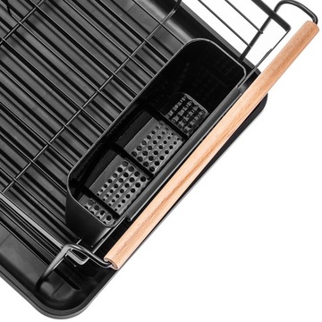 SUSZARKA DO NACZYŃ NA SZTUĆCE Z OCIEKACZEM METALOWA CZARNA 44cm