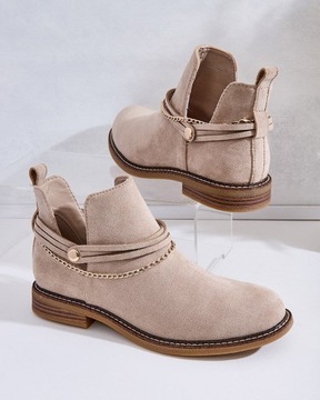BEŻOWE BUTY DAMSKIE BOTKI RIZOR 40