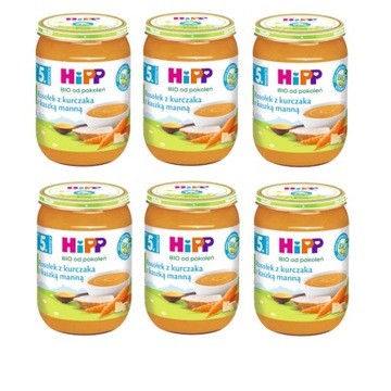 HiPP BIO Rosołek z kurczaka z kaszką manną 6x190g