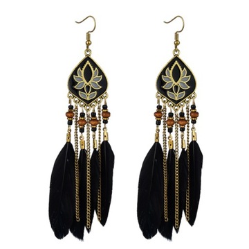 Серьги с перьями Богемные украшения Длинные серьги с кисточками