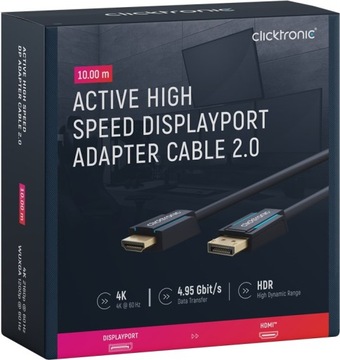 CLICKTRONIC Przyłącze DisplayPort - HDMI 4K 10m