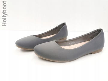 BALERINY PARIS BALETKI GŁADKIE SZARE SATYNOWE