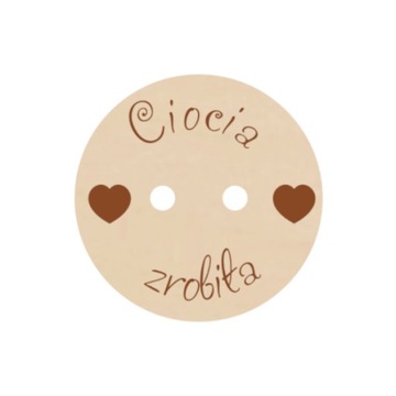Guzik zawieszka 20szt naszywka CIOCIA ZROBIŁA 2cm