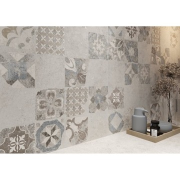 ГОСТИНАЯ ПЛИТКА GRES VITORIA серая пэчворк 60x60