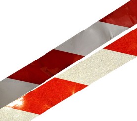 TAŚMA ODBLASKOWA GŁADKA SCHODY ODBLASK 5m SŁUPKI GARAŻ PRÓG BIAŁO CZERWONA
