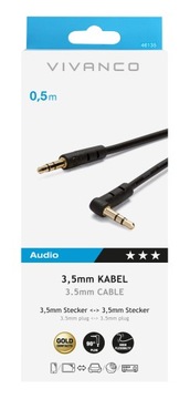 Kabel AUX Mały Jack 0,5m 24K OFC Kątowy Jakość Sklep Vivanco W-wa C.H.LAND