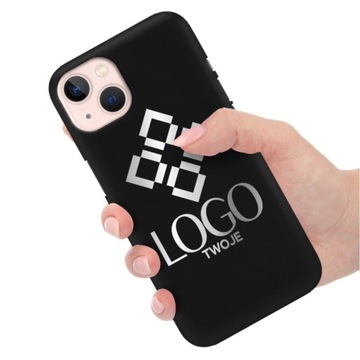 ETUI MATOWE CZARNE do IPHONE 13 TWOJE LOGO SILVER