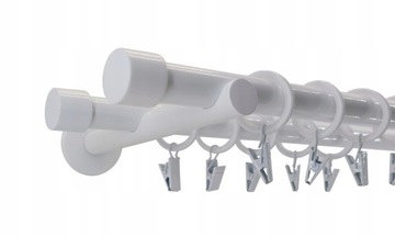 KARNISZ PODWÓJNY Metal 19+19mm BIAŁY 280cm LUNA