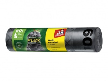 Worki na śmieci magnum flex LDPE 60l 10szt czarne