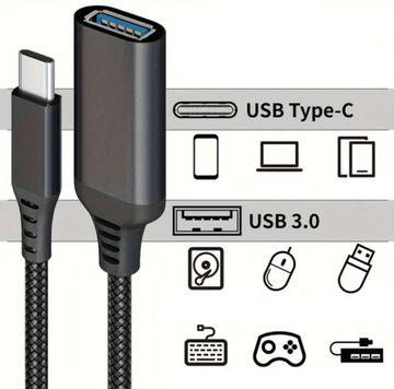 Adapter przejściówka USB C na USB 3.0 OTG kabel typ C do telefonu laptopa