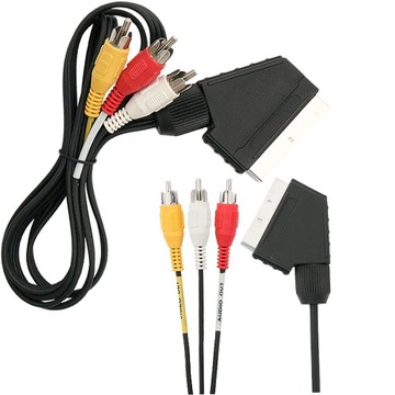 KABEL SCART EUROZŁĄCZE - 3x RCA CINCH DWUKIERUNKOWY DO MAGNETOWIDU VHS 1,5M
