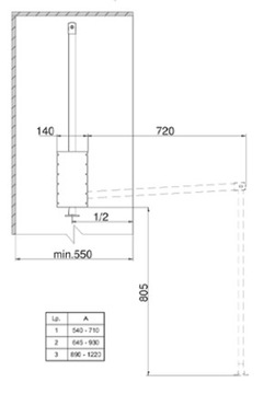 НИЖНЯЯ ТЯГА ПАНТОГРАФА С МЯГКИМ ЗАКРЫВАНИЕМ 645-930 ММ ПРОЧНАЯ 12 КГ ХРОМ