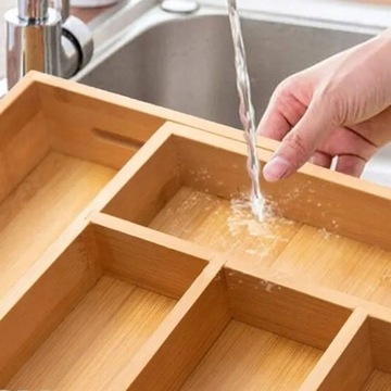 ВСТАВКА / ОРГАНАЙЗЕР ДЛЯ ЯЩИКА ДЛЯ СТОЛОВЫХ ПРИБОРОВ, ВЫДВИЖНОЙ БАМБУКОВЫЙ КОНТЕЙНЕР