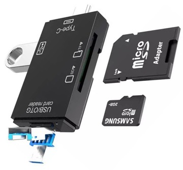 AK180B CZYTNIK KART SD USB-C MICRO PENDRIVE OTG