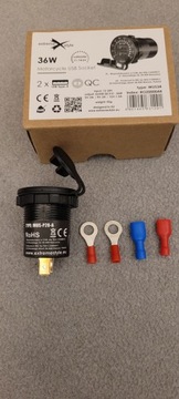 Мотоциклетная розетка 2 x USB QC 3.0 36 Вт MUS P20A + разъемы