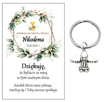 Podziękowania dla gości breloczek ANIOŁEK NR 62 KOMUNIA PAMIĄTKA PREZENT