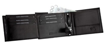 Мужской кожаный кошелек, черный.ETM-KZ-60