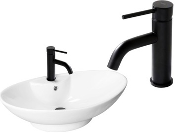 Umywalka Nablatowa Rosa 2 + Bateria Lungo Black