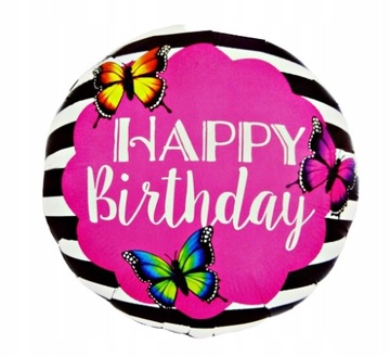 BALON FOLIOWY HAPPY BIRTHDAY URODZINY OKRĄGŁY 45CM