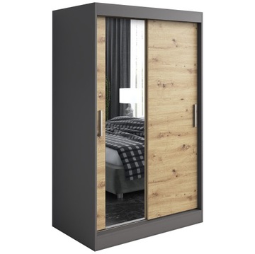 Шкаф-купе 120 см, 2 интерьера АНТРАЦИТ + ARTISAN