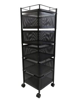 МОБИЛЬНАЯ ПОЛКА 5 ПОЛОК КУХОННАЯ ВАННАЯ СТОЛ НА КОЛЕСАХ ЧЕРНАЯ ТЕЛЕЖКА