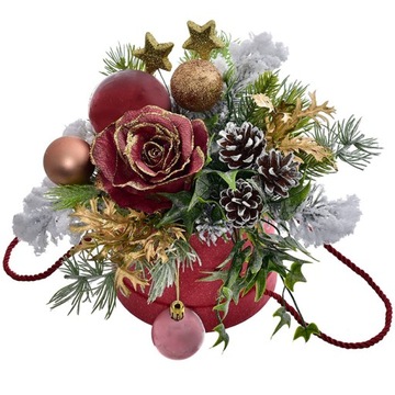STROIK ŚWIĄTECZNY NA STÓŁ FLOWER BOX BOŻE NARODZENIE KOMPOZYCJA ŚWIERK GŁÓG