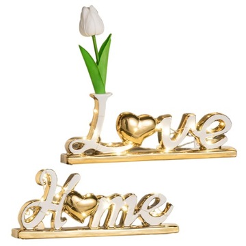 Wystrój stołu Love Home Ozdoba ceramiczna Nowoczesne podświetlane litery z białego złota